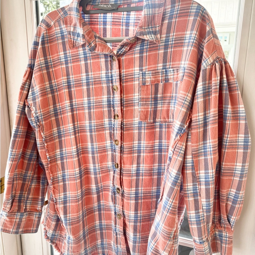 Blueb Collection Sz L Soft Puffed Sleeve Flannel - Picture 4 of 7